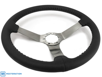 S6 Step Series Black Leather Stainless Steel Steering Wheel | ST3041BLK