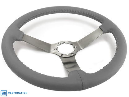 S6 Step Series Gray Leather Stainless Steel Steering Wheel | ST3041GRY