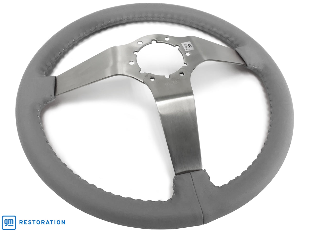 S6 Step Series Gray Leather Stainless Steel Steering Wheel | ST3041GRY