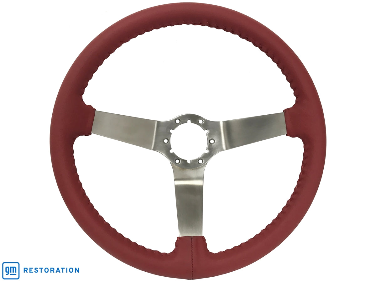 S6 Step Series Red Leather Stainless Steel Steering Wheel | ST3041RED