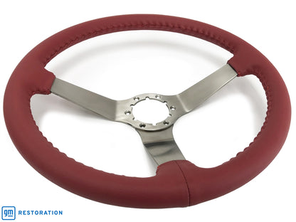 S6 Step Series Red Leather Stainless Steel Steering Wheel | ST3041RED