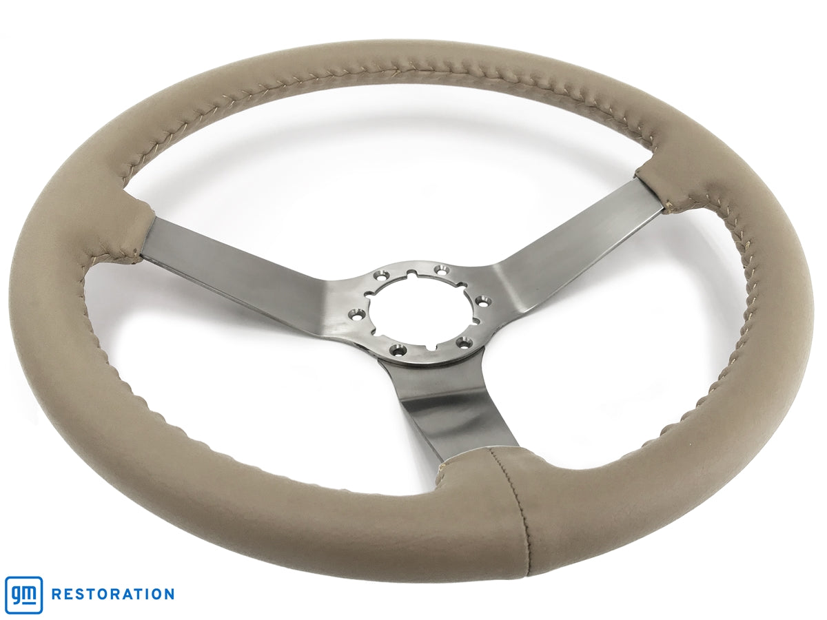 S6 Step Series Tan Leather Stainless Steel Steering Wheel | ST3041TAN