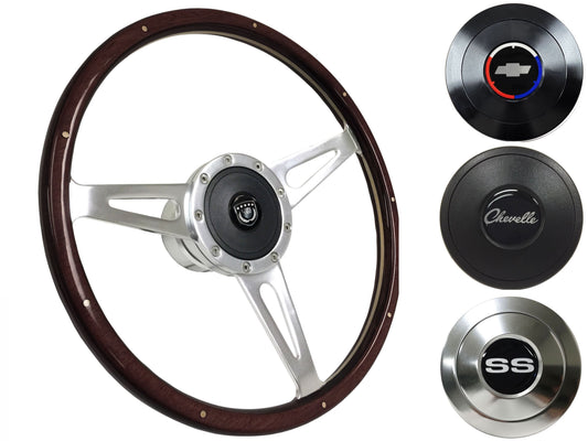 1967-68 Chevelle Steering Wheel Kit | Deluxe Espresso Wood | ST3053A