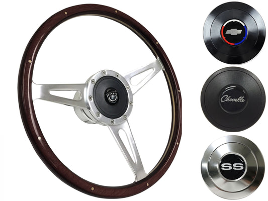 1969-77 Chevelle Steering Wheel Kit | Deluxe Espresso Wood | ST3053A