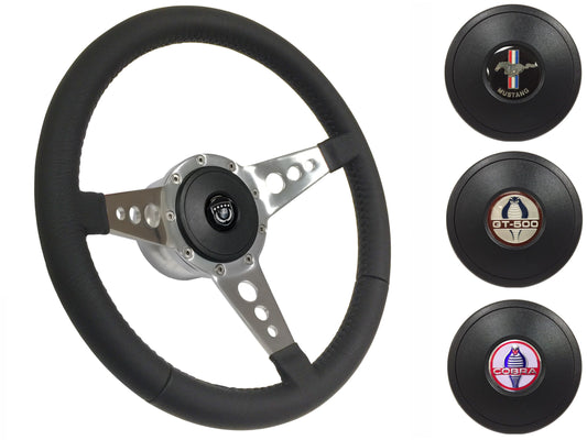 1964.5 Ford Mustang Steering Wheel Kit | Black Leather