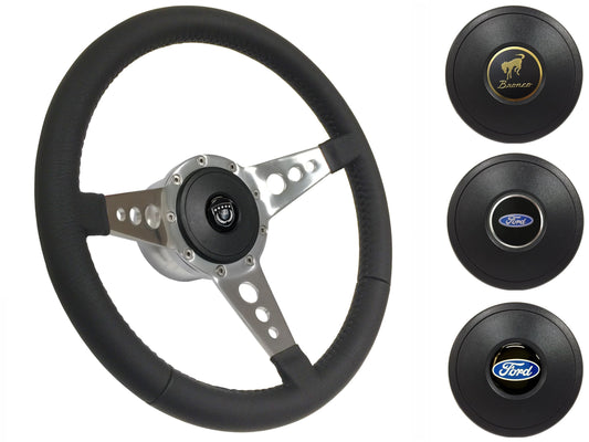 1975-77 Ford Bronco Steering Wheel Kit | Black Leather | ST3056