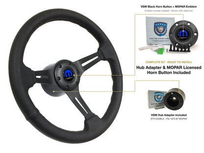 ST3060BLK 1970-87 MOPAR kit - Black button, MOPAR emblem, STH1033BLK hub