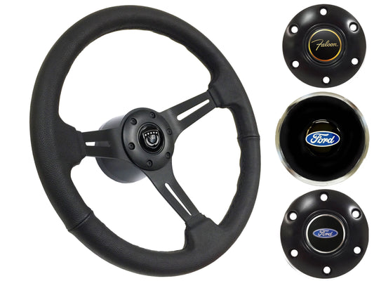 1965-69 Ford Falcon Steering Wheel Kit | Black Leather | ST3060BLK