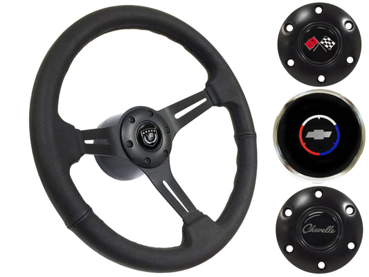 1967-68 Chevelle Steering Wheel Kit | Black Leather | ST3060BLK