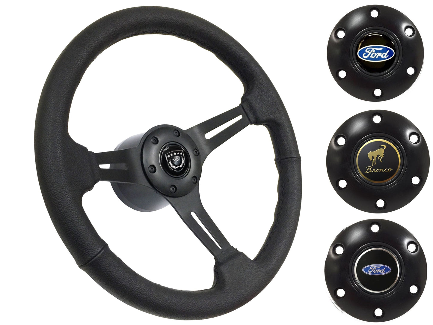 1975-77 Ford Bronco Steering Wheel Kit | Black Leather | ST3060BLK