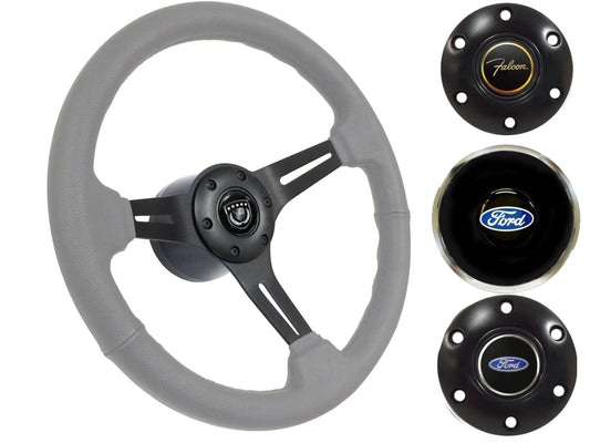 1965-69 Ford Falcon Steering Wheel Kit | Grey Leather | ST3060GRY