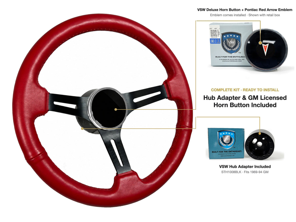 ST3060RED 1969-89 Pontiac kit - Deluxe button, Pontiac Red Arrow emblem