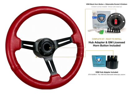 ST3060RED 1984-89 Oldsmobile Telescopic kit - Black button, Rocket II 1981-96 emblem