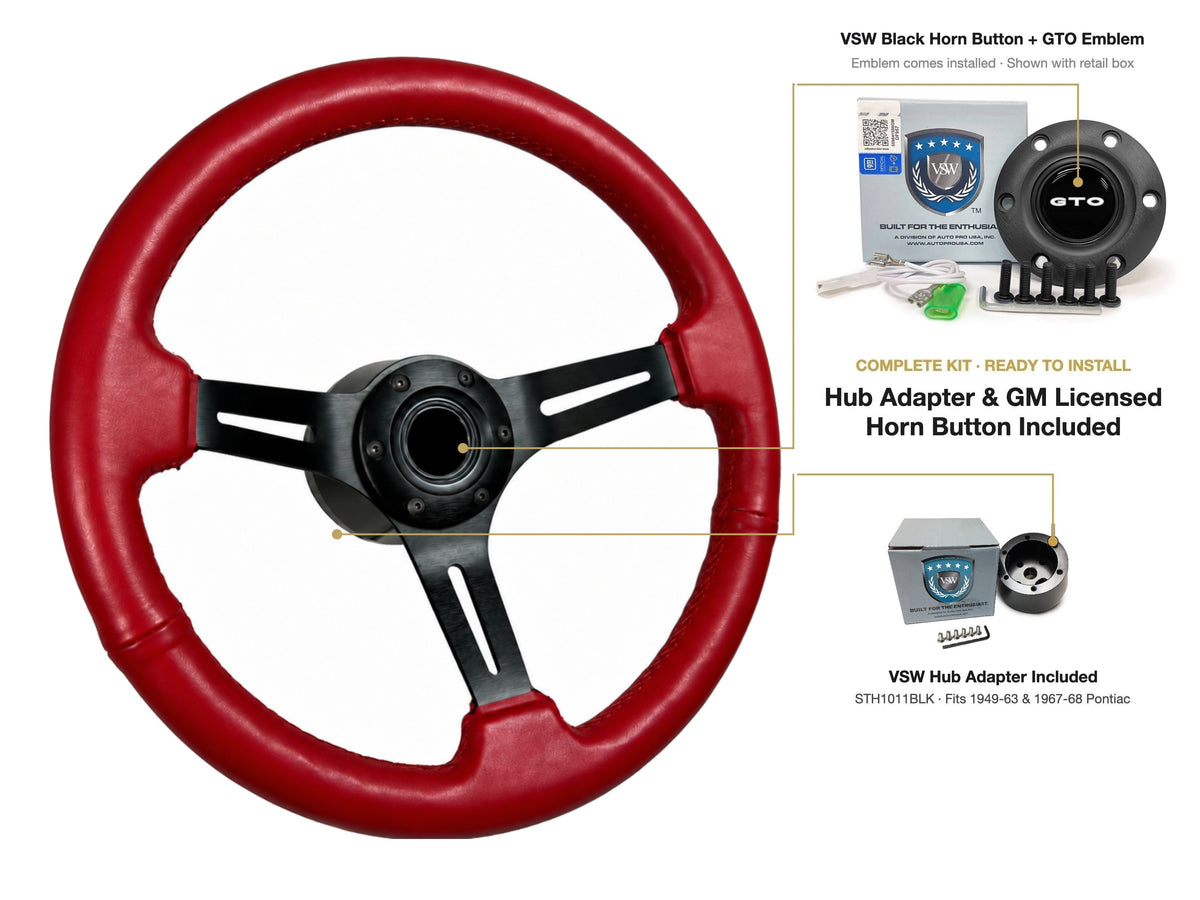 ST3060RED 1949-63 Pontiac kit - Black button, GTO emblem