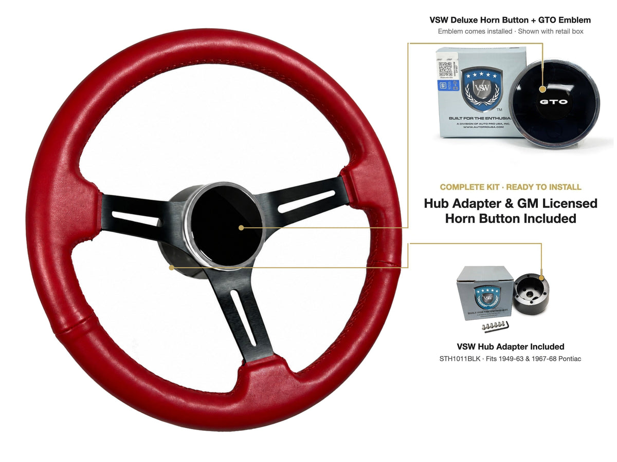 ST3060RED 1967-68 Pontiac kit - Deluxe button, GTO emblem