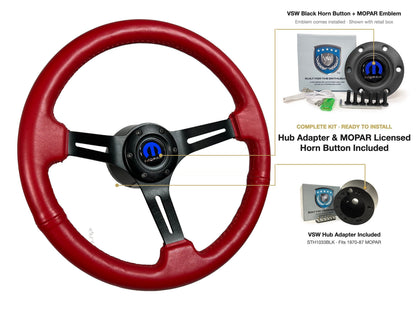 ST3060RED 1970-87 MOPAR kit - Black button, MOPAR emblem, STH1033BLK hub