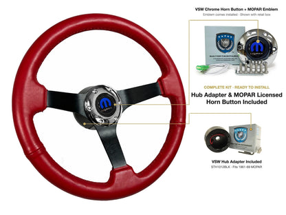 ST3060RED steering wheel kit - Chrome horn button, MOPAR emblem