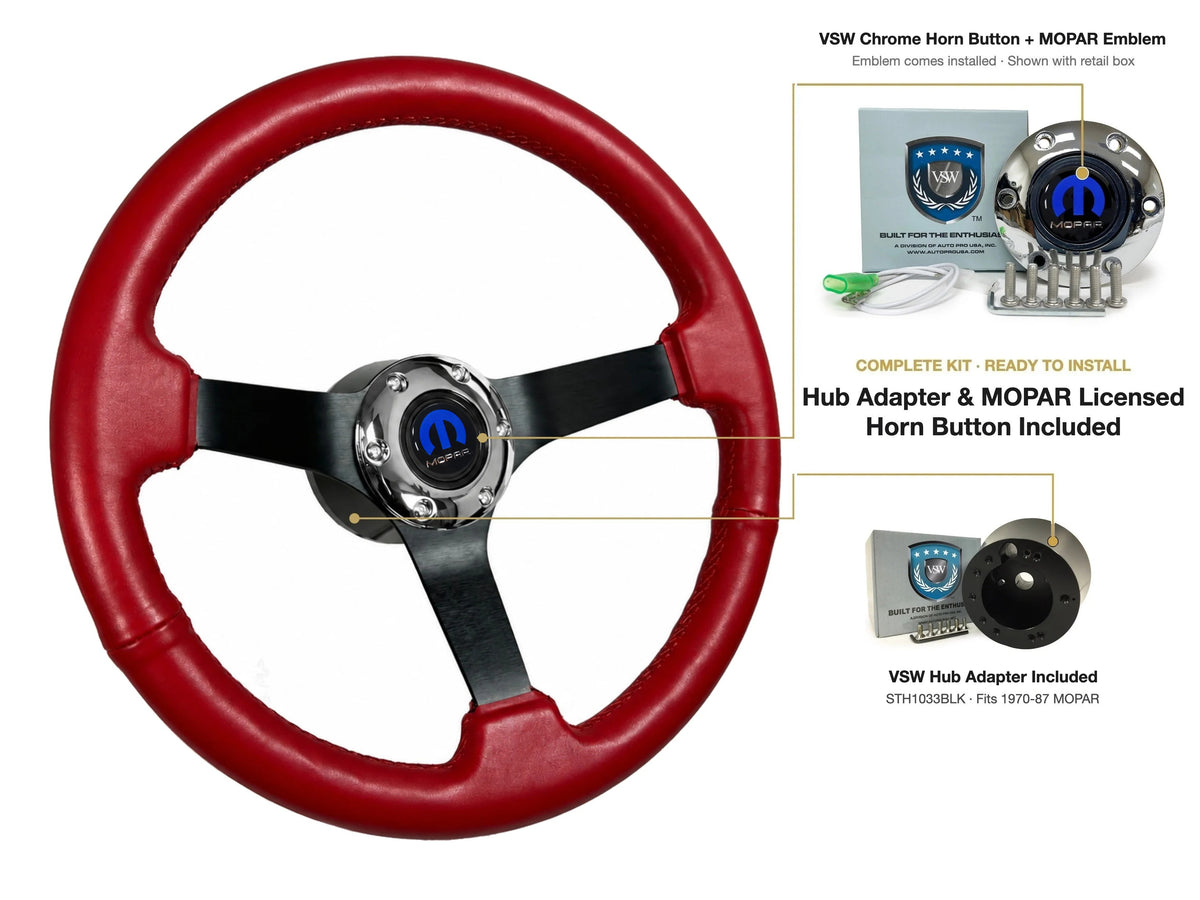 ST3060RED steering wheel kit - Chrome horn button, MOPAR emblem