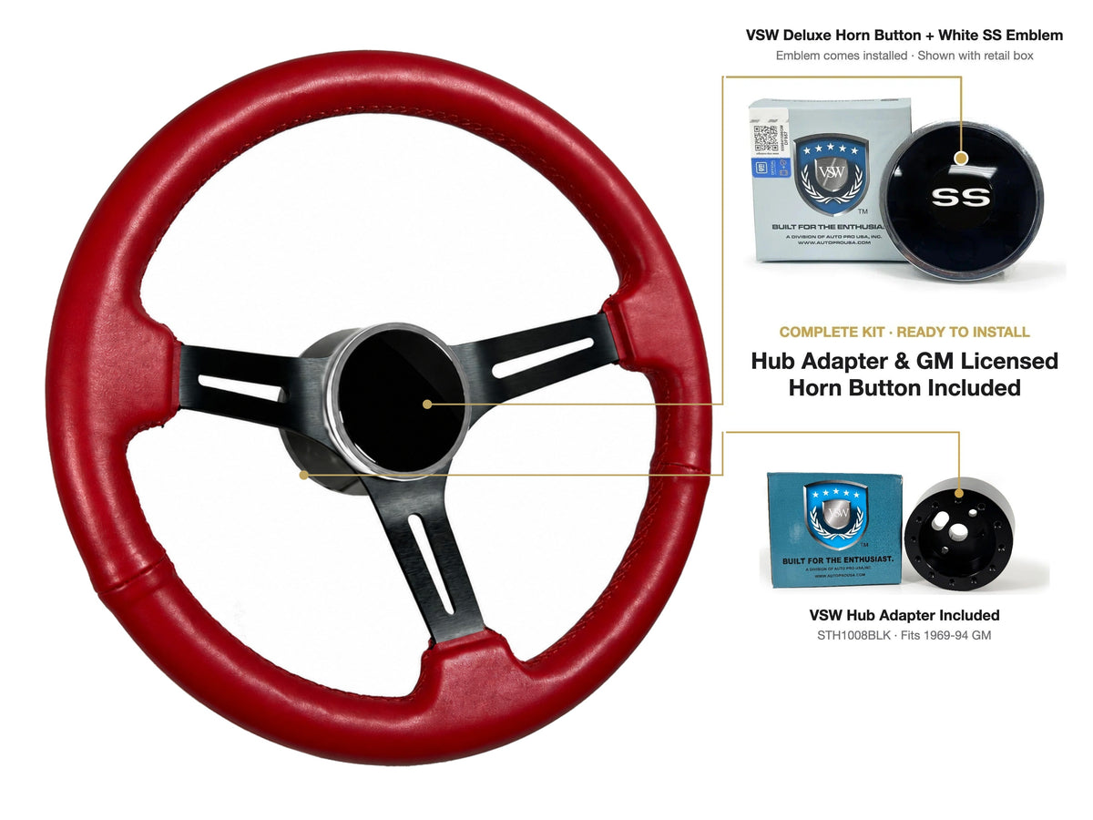 ST3060RED 1969-88 Chevy Nova kit - Deluxe button, White SS emblem