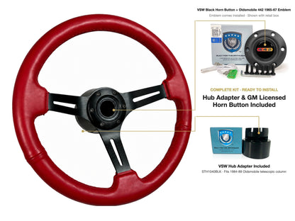 ST3060RED 1984-89 Oldsmobile Telescopic kit - Black button, 442 1965-67 emblem
