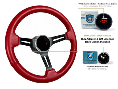 ST3060RED 1969-88 Chevy Nova kit - Deluxe button, Red Chevy Bowtie emblem