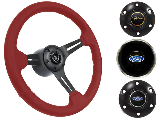 1965-69 Ford Falcon Steering Wheel Kit | Red Leather | ST3060RED