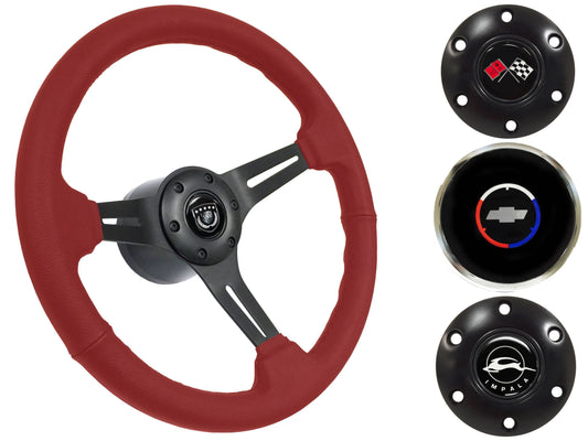 1955-68 Impala Steering Wheel Kit | Red Leather | ST3060RED