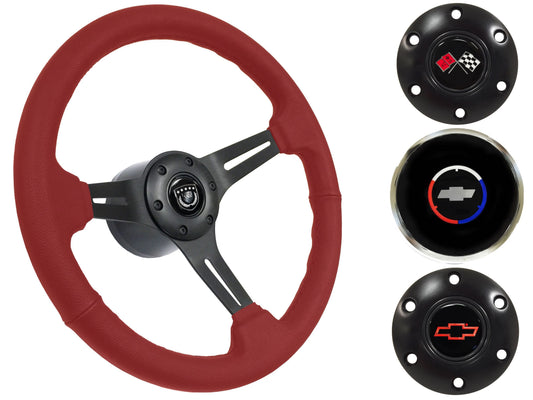 1962-68 Chevy Nova Steering Wheel Kit | Red Leather | ST3060RED