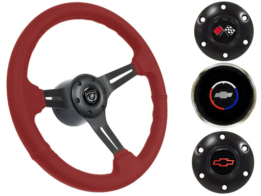 1967-68 El Camino Steering Wheel Kit | Red Leather | ST3060RED