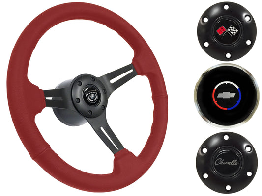 1969-77 Chevelle Steering Wheel Kit | Red Leather | ST3060RED