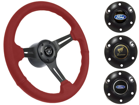 1975-77 Ford Bronco Steering Wheel Kit | Red Leather | ST3060RED