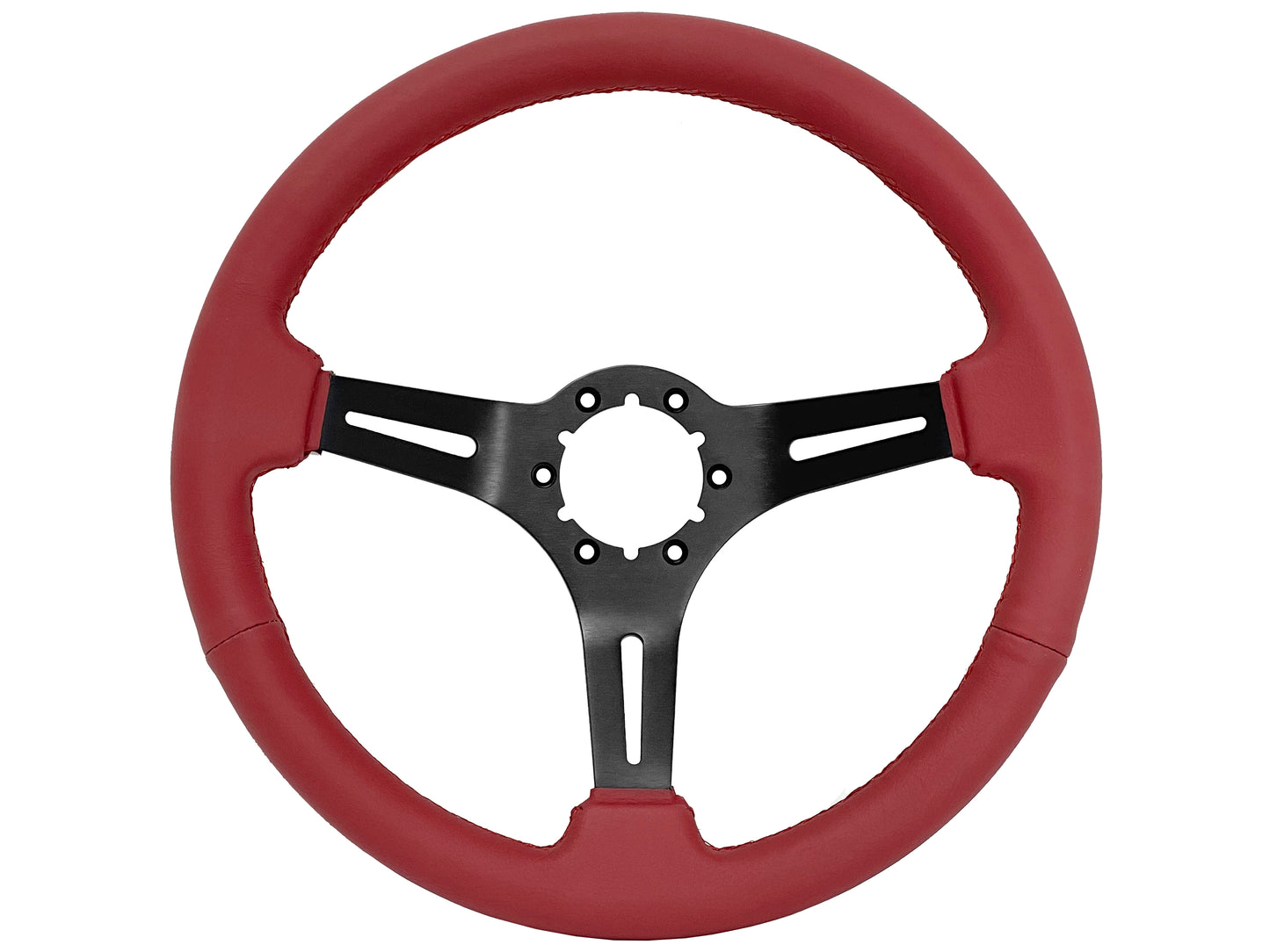 VSW S6 Sport Steering Wheel | Red Leather, Black Aluminum | ST3060RED