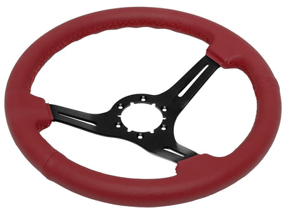 VSW S6 Sport Steering Wheel | Red Leather, Black Aluminum | ST3060RED