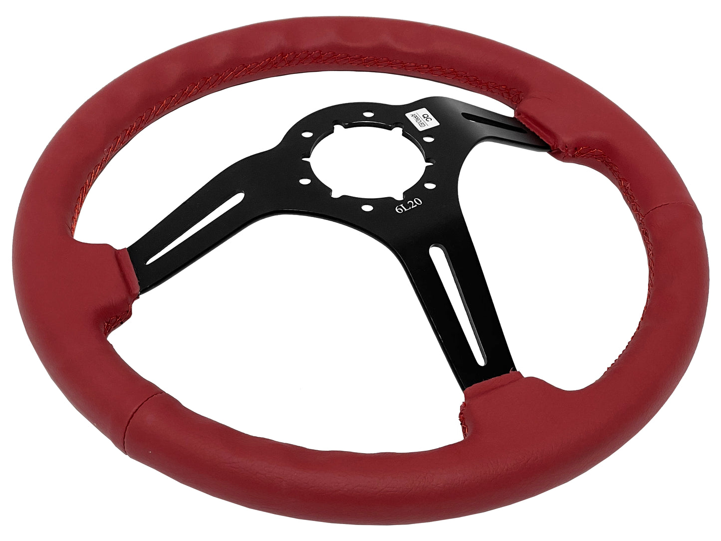 VSW S6 Sport Steering Wheel | Red Leather, Black Aluminum | ST3060RED