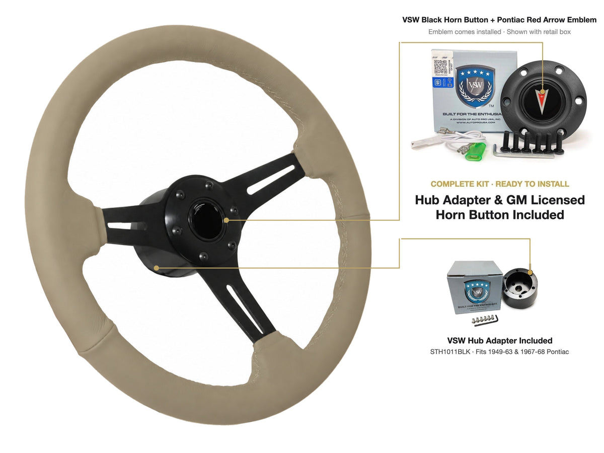 ST3060TAN 1949-63 Pontiac kit - Black button, Pontiac Red Arrow emblem