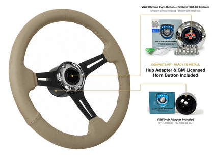 ST3060TAN steering wheel kit - Chrome horn button, Firebird 1967-69 emblem