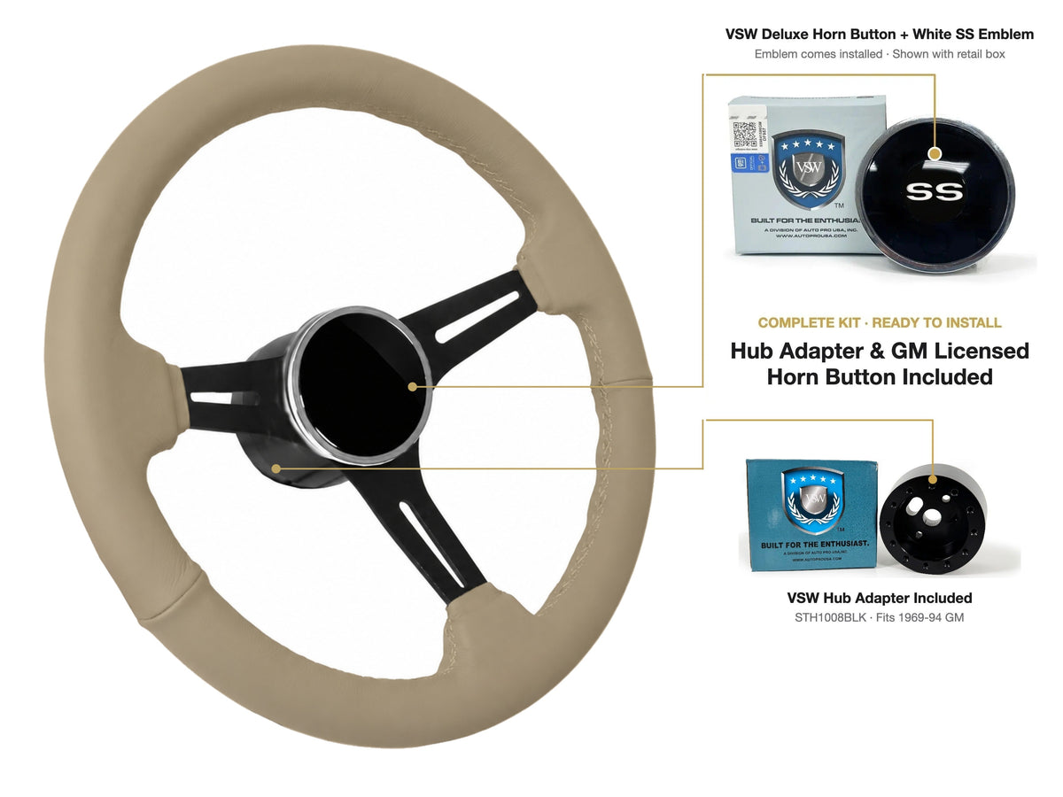 ST3060TAN 1969-88 Chevy Nova kit - Deluxe button, White SS emblem