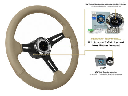 ST3060TAN steering wheel kit - Chrome horn button, 442 1969-72 emblem