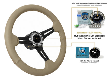ST3060TAN steering wheel kit - Chrome horn button, 442 1969-72 emblem