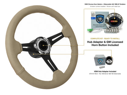 ST3060TAN steering wheel kit - Chrome horn button, 442 1965-67 emblem