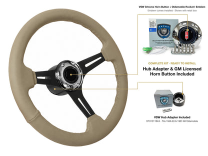 ST3060TAN steering wheel kit - Chrome horn button, Rocket I 1960-80 emblem