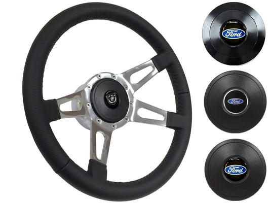 1959-62 Ford Galaxie Steering Wheel Kit | Black Leather | ST3070