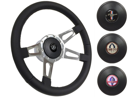 1965-67 Ford Mustang Steering Wheel Kit | Black Leather