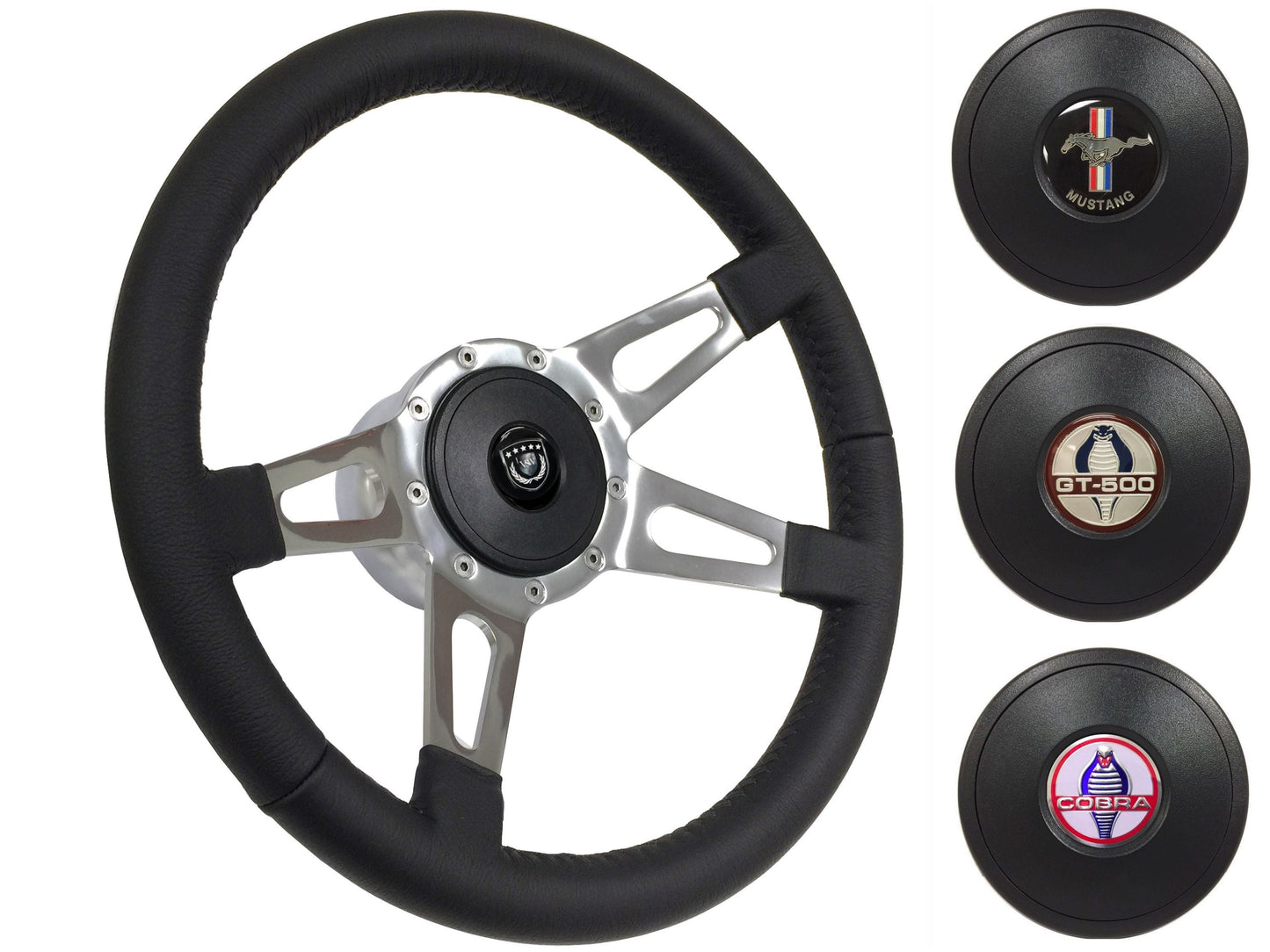 1968-78 Ford Mustang Steering Wheel Kit | Black Leather