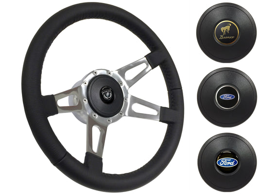 1975-77 Ford Bronco Steering Wheel Kit | Black Leather | ST3070