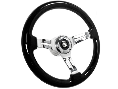Volkswagen 6-Bolt Steering Wheel Castle Kit | Black Ash Wood / Chrome
