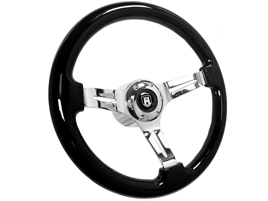 Volkswagen 6-Bolt Steering Wheel Castle Kit | Black Ash Wood / Chrome