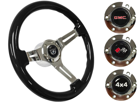 1974-94 Chevy Truck, GMC Steering Wheel Kit | Black Ash Wood | ST3072