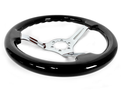 Volkswagen 6-Bolt Steering Wheel Castle Kit | Black Ash Wood / Chrome