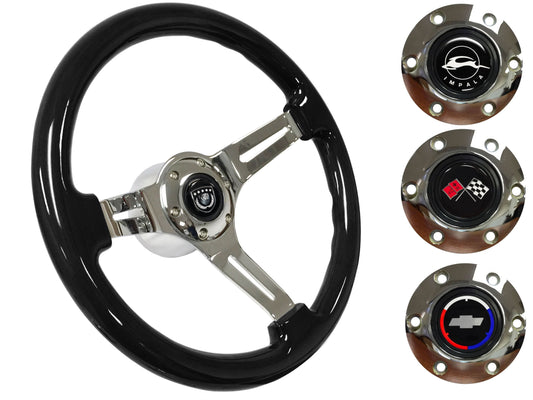 1955-68 Impala Steering Wheel Kit | Black Ash Wood | ST3072